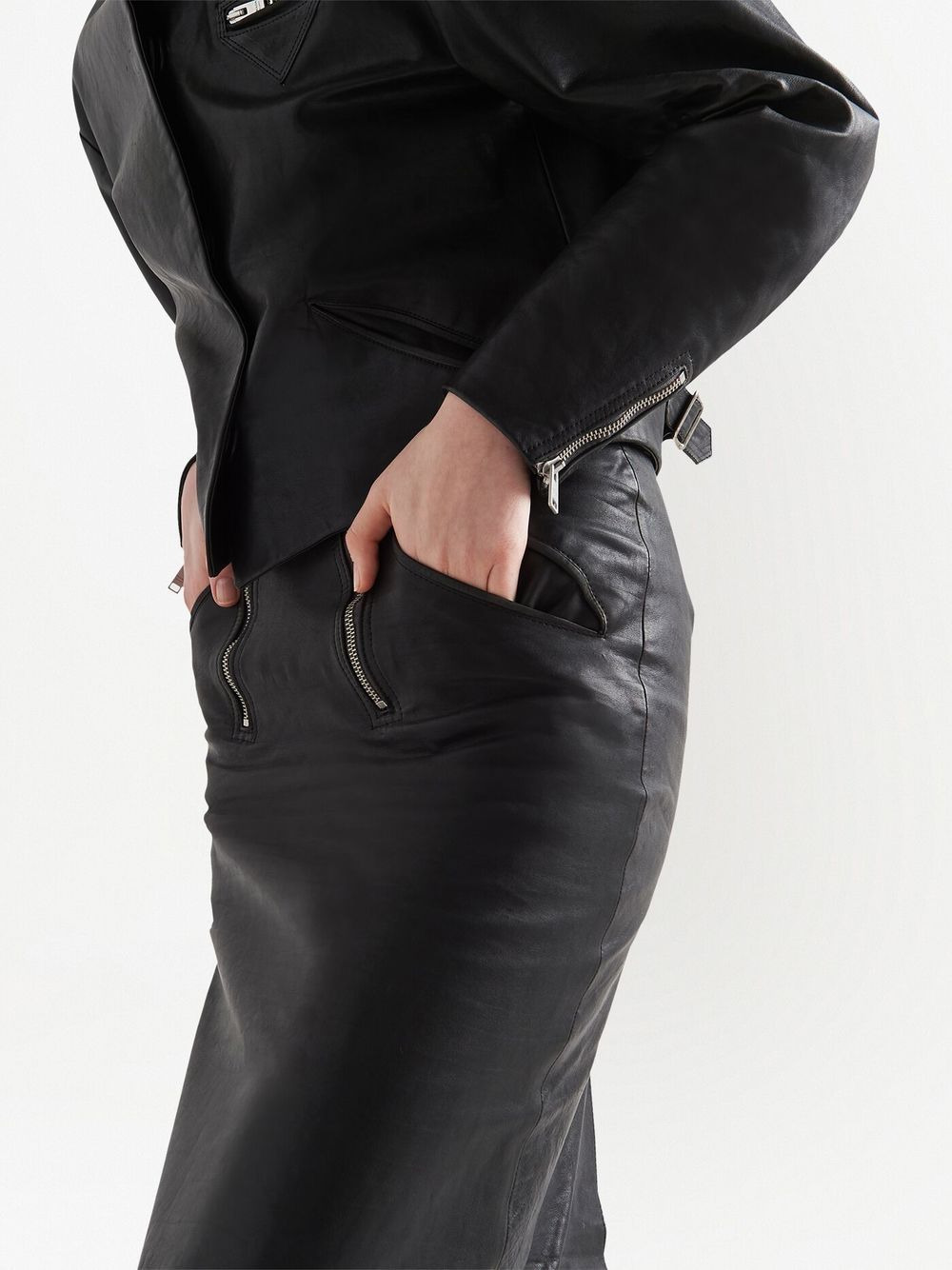 midi leather pencil skirt - 5