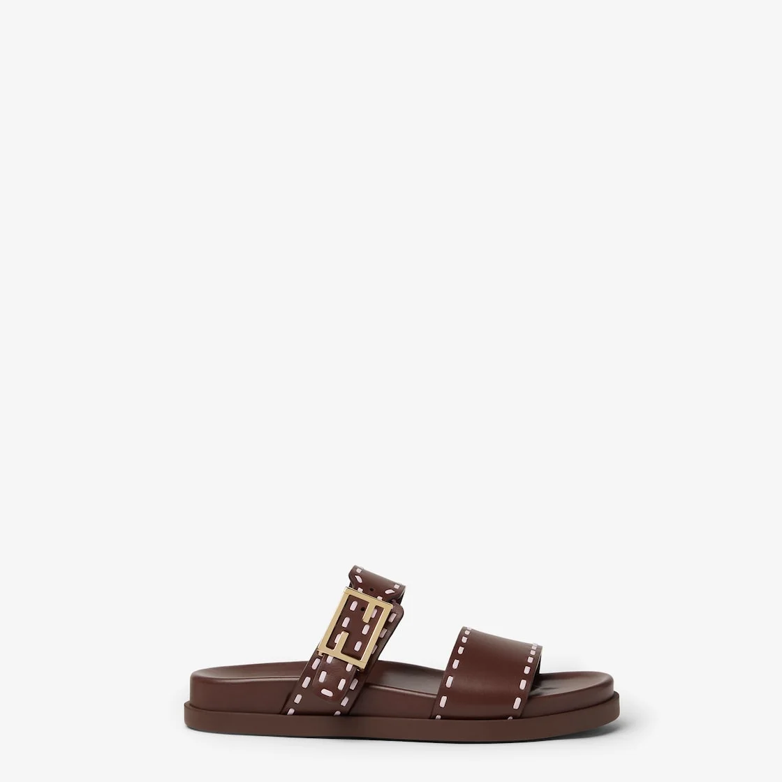 Fendi Feel Dark brown leather slides - 1