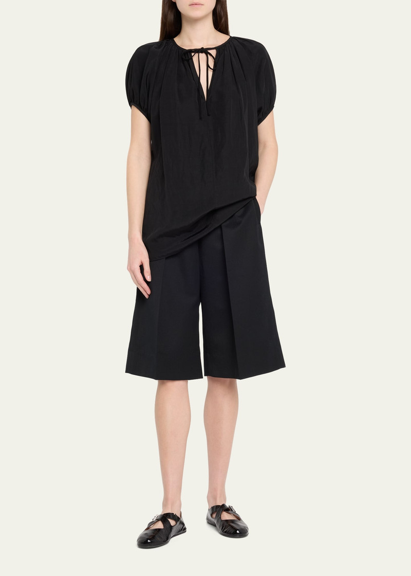 Simone Rocha Wide Leg Elasticated Long Wool Shorts outlook