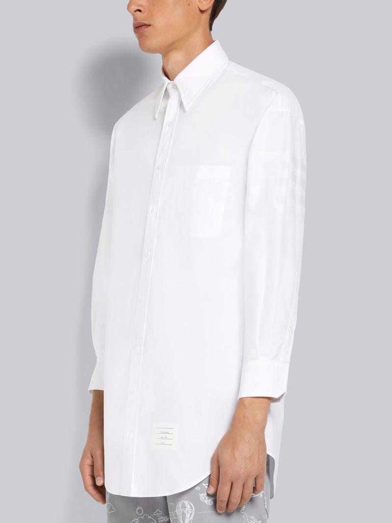 Thom Browne White Oxford Satin Weave 4-Bar Oversized Shirt outlook
