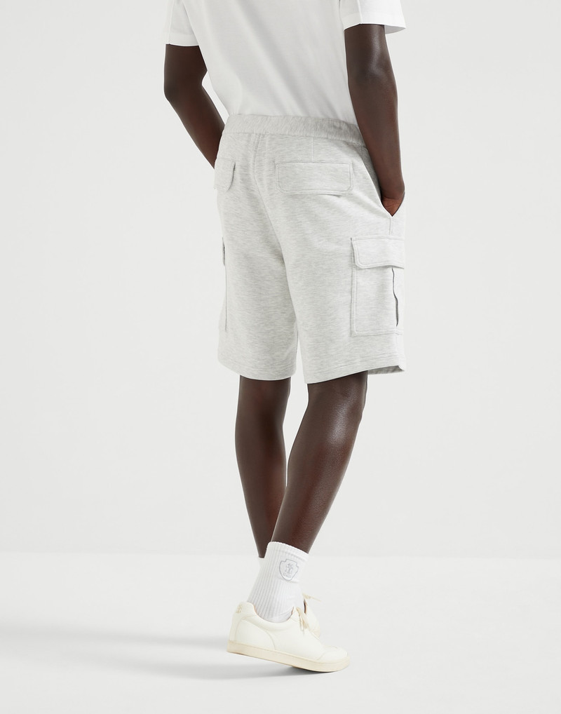 Brunello Cucinelli Cotton, cashmere and silk French terry double cloth Bermuda shorts with cargo pockets outlook