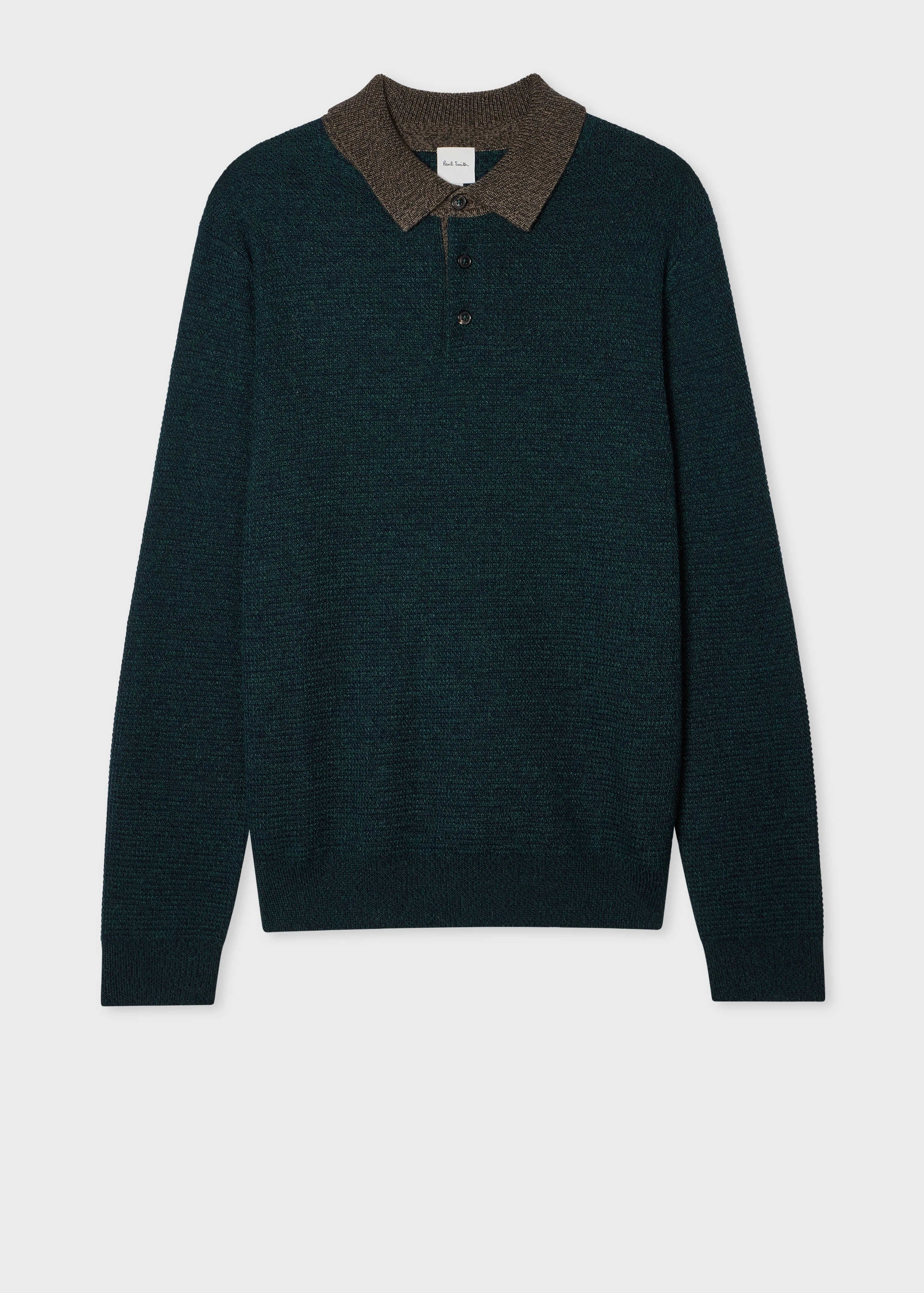 Dark Green Merino-Silk Knitted Polo Shirt - 1