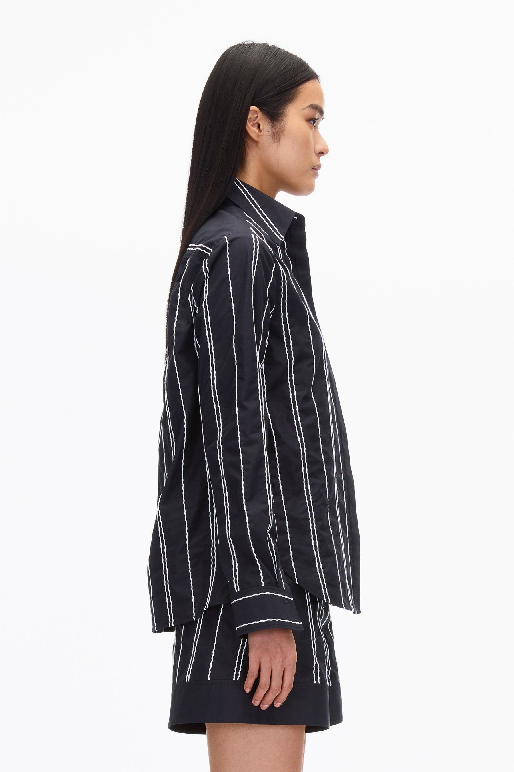 Relax Fit Poplin Shirt with Wave Embroidery - 3