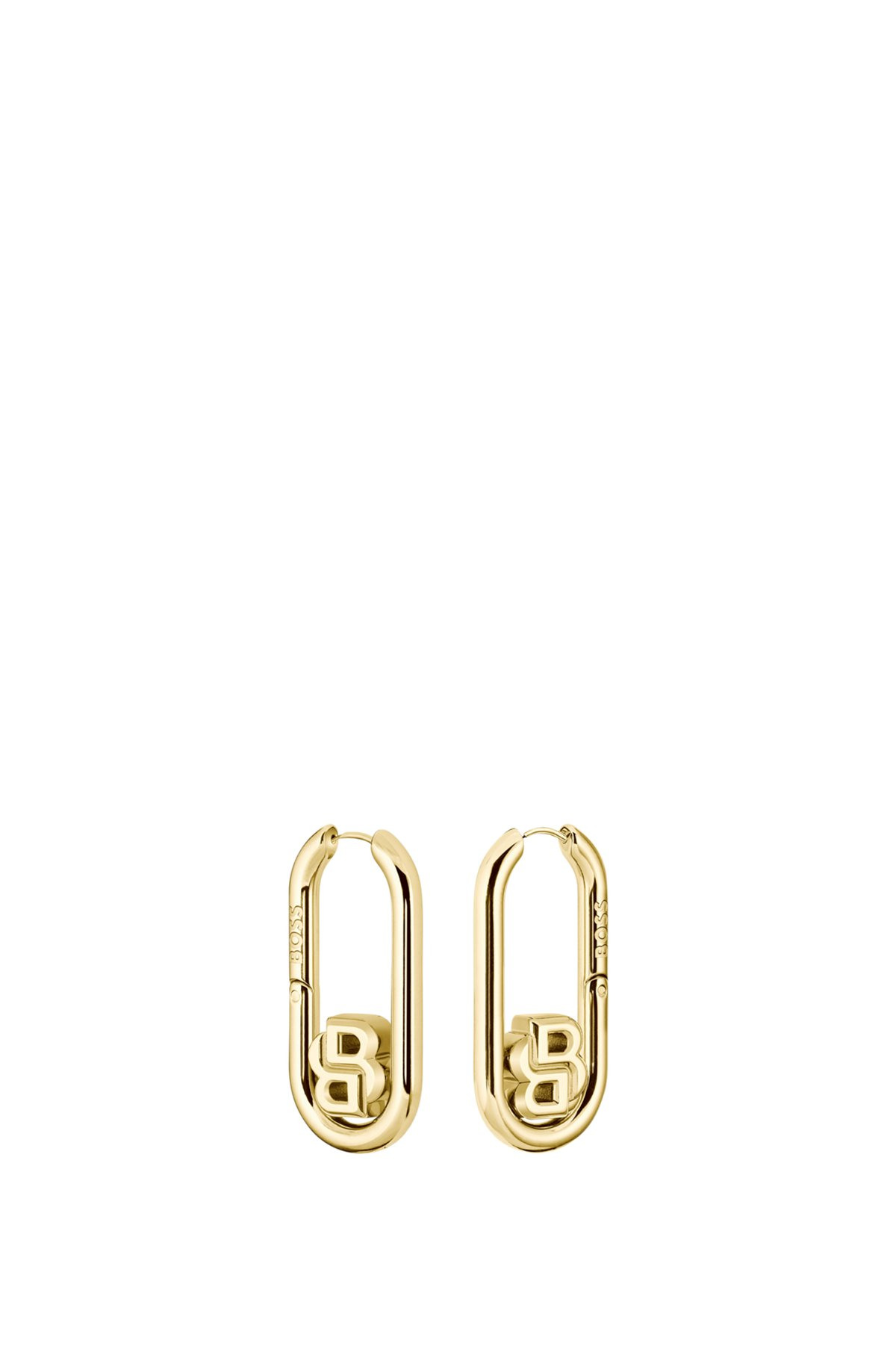 GOLD-TONE HOOP EARRINGS WITH DOUBLE B MONOGRAMS - 1