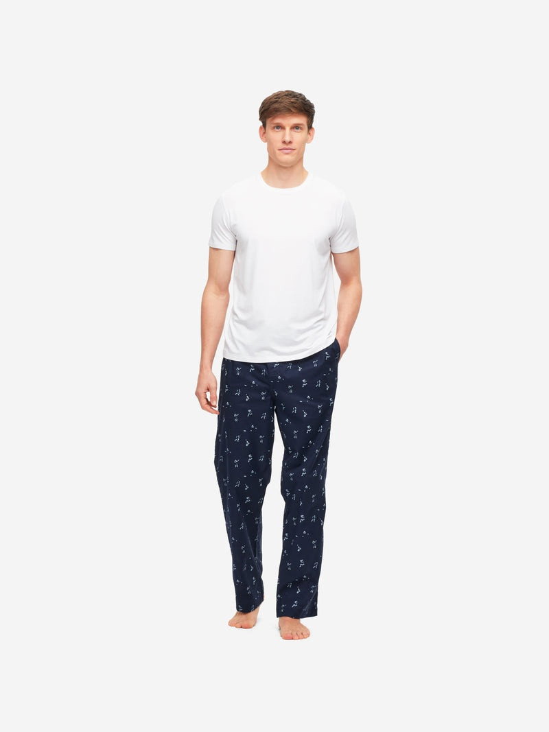 Derek Rose Men's Lounge Trousers Nelson 91 Cotton Batiste Navy outlook