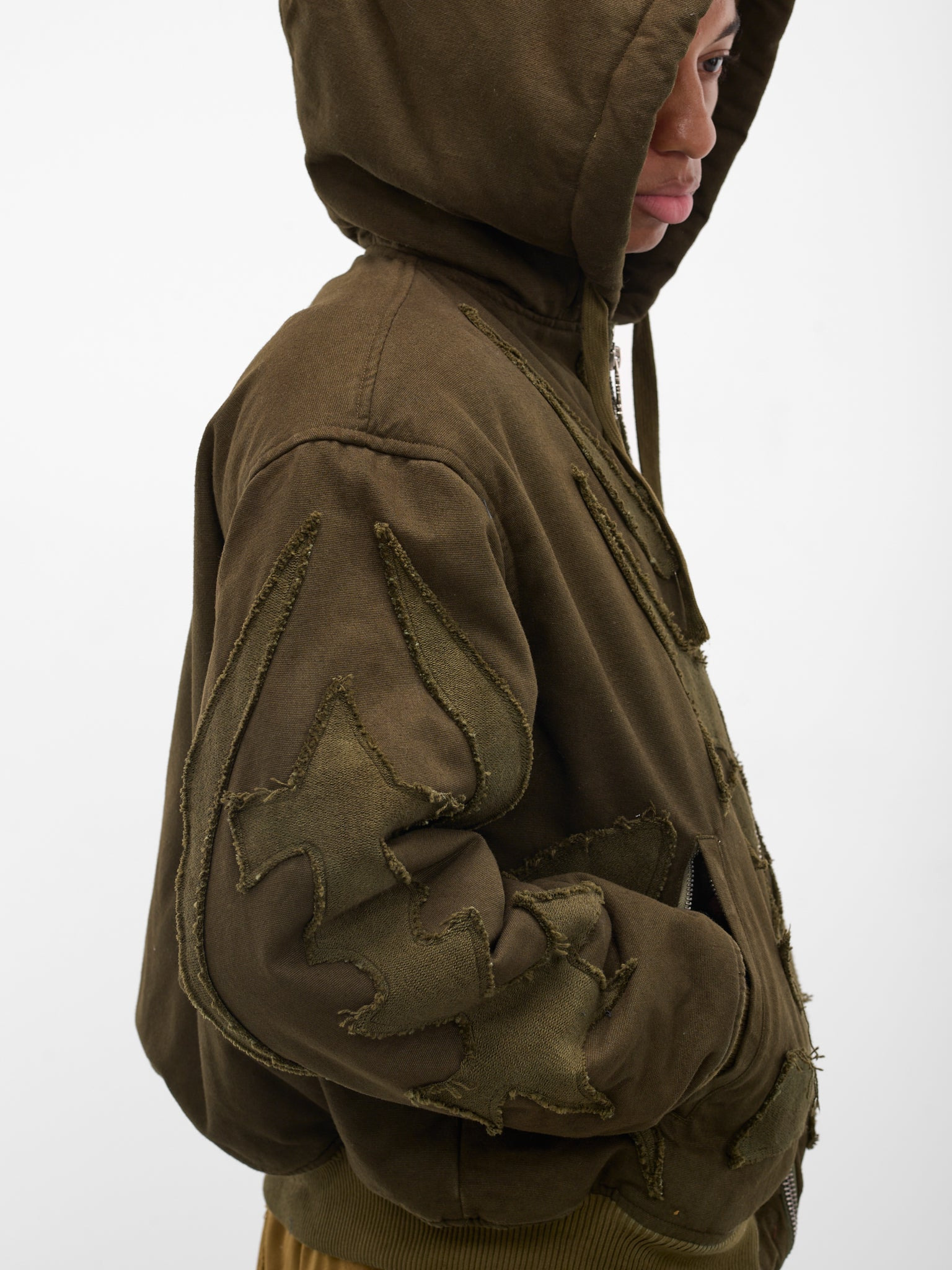 Khaki Graphic Antler Winter Hoodie - 5