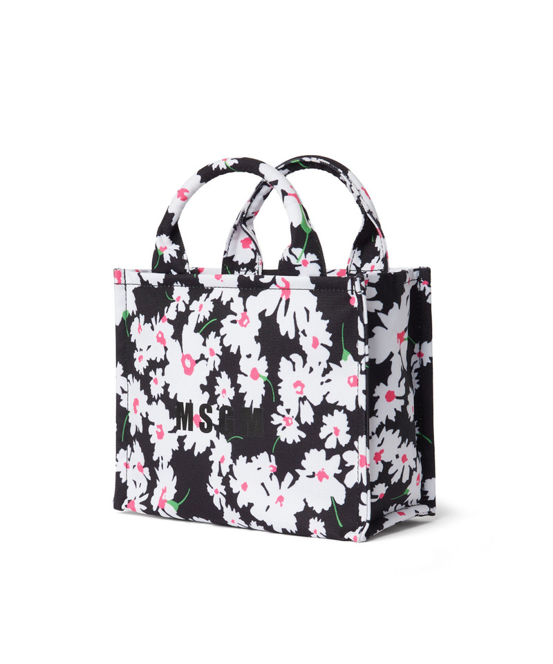 Small canvas tote bag with daisy print 3