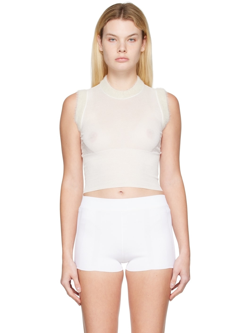 White 'La Maille Ascosu' Tank Top - 1