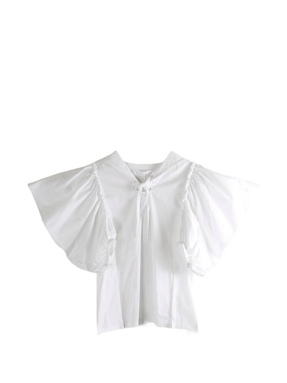 puffed lace-up blouse - 1