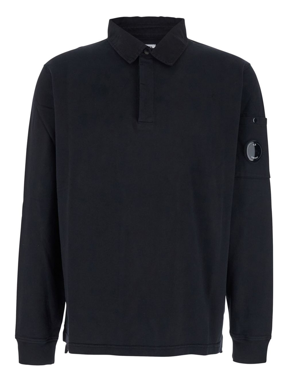 Lens-detail long-sleeved polo sweater - 1