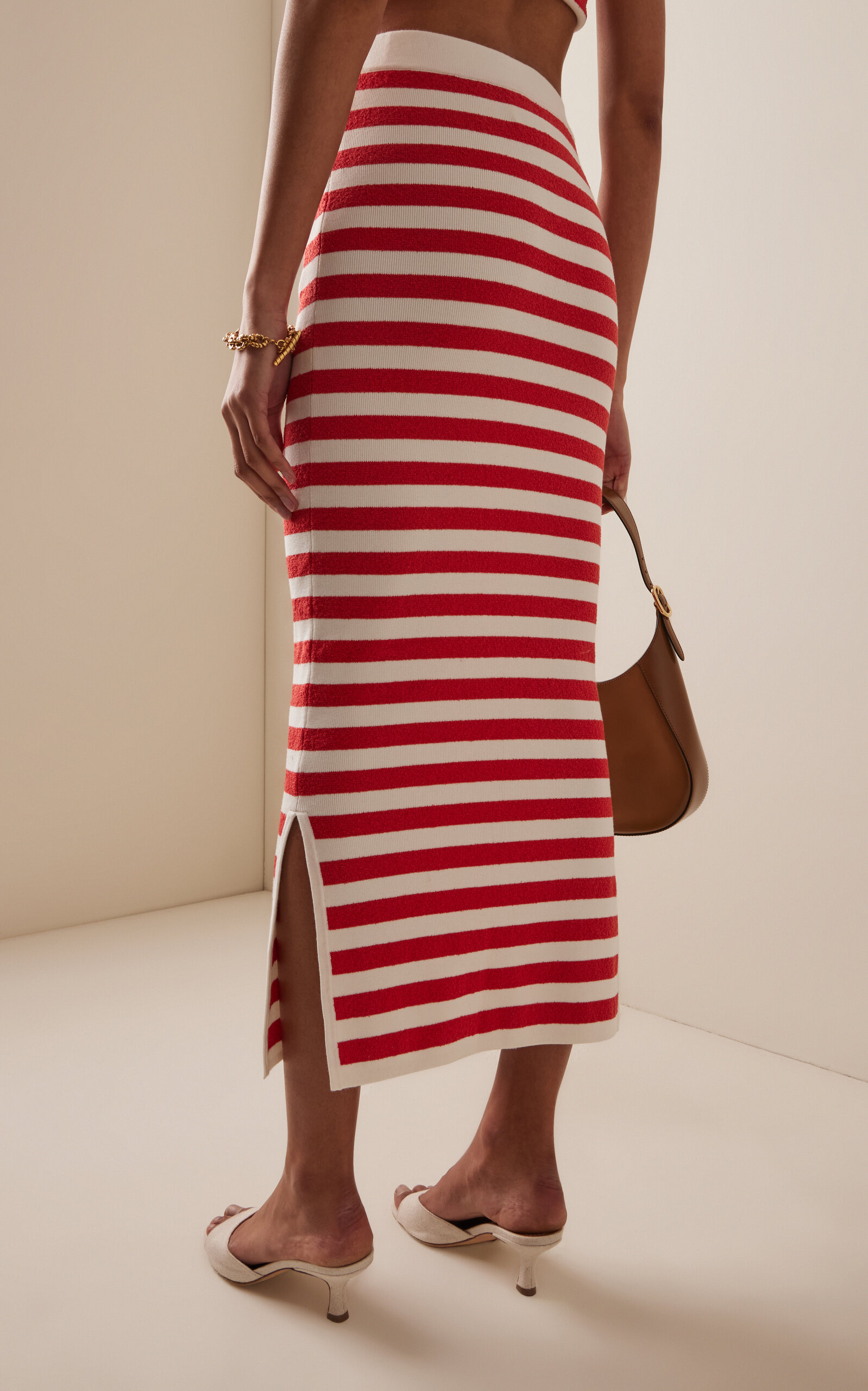 Exclusive Riviera Ari Striped Knit Maxi Skirt red - 4