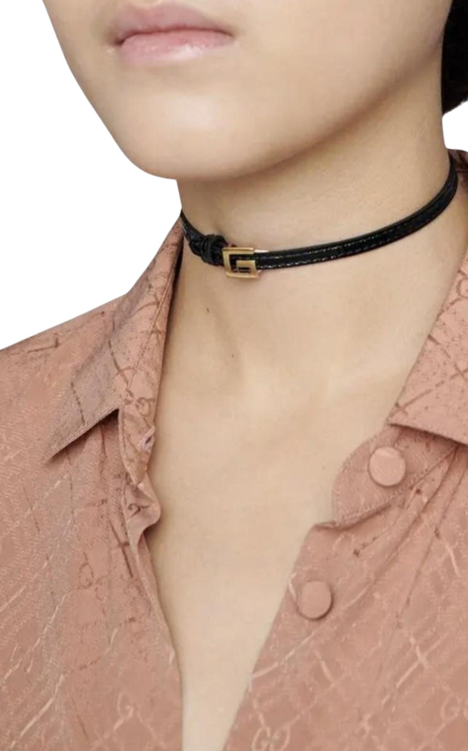 Copy of Leather Choker with Square G Gg - 2