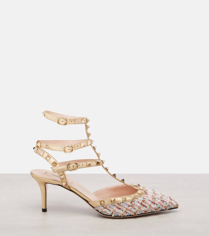 Rockstud 65 tweed and leather pumps 4
