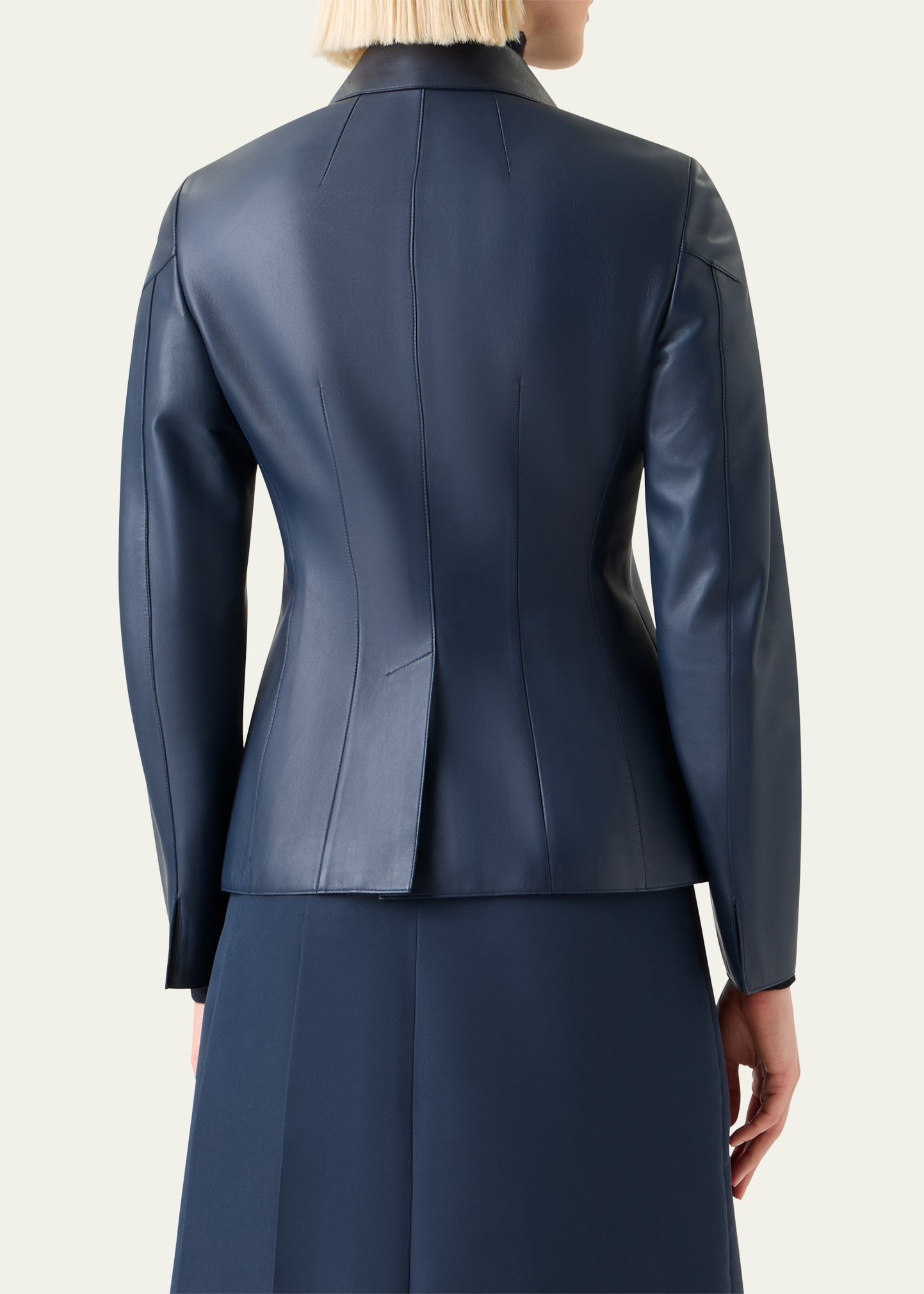 Delia Nappa Leather Fitted Jacket - 3