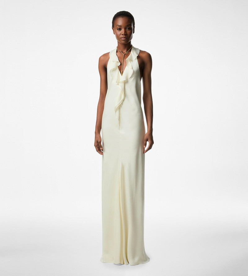 HALTERNECK EVENING DRESS WITH RUFFLE DETAIL 3