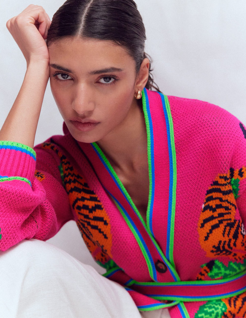 Jacquard Belted Cardigan-Pink Yarrow Tigers 4