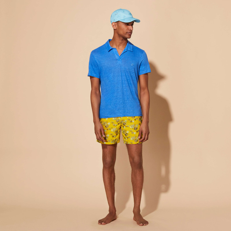 Men Linen Jersey Polo Solid 5