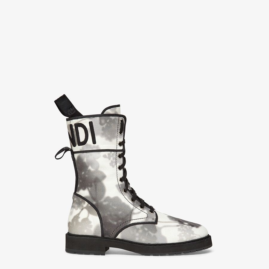 Gray canvas biker boots - 1