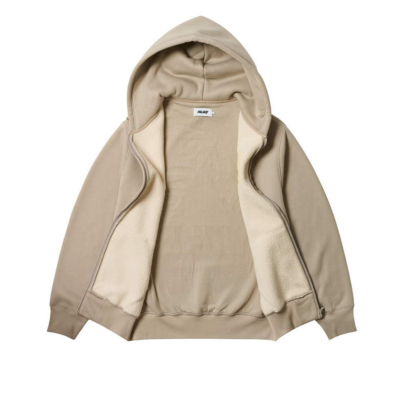 PALACE THERMAL EMBOSSED P3 ZIP HOOD STONEY GREY outlook