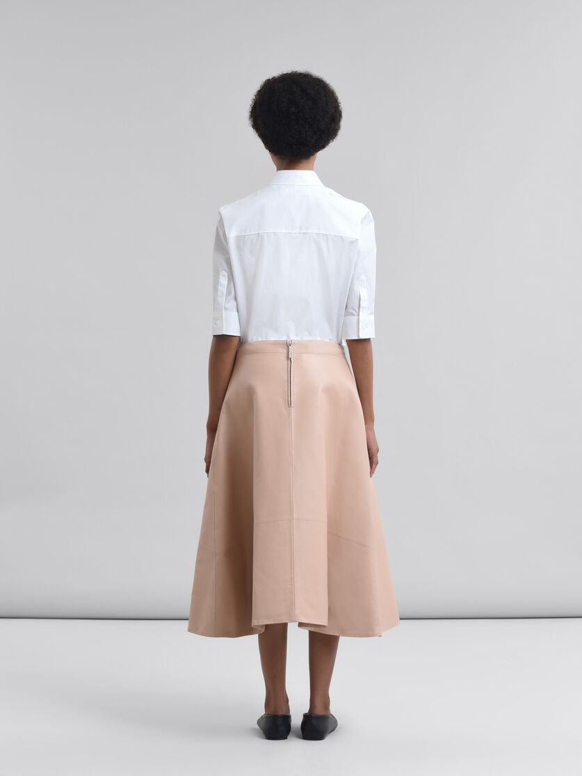 PINK NAPPA LEATHER A-LINE SKIRT - 3