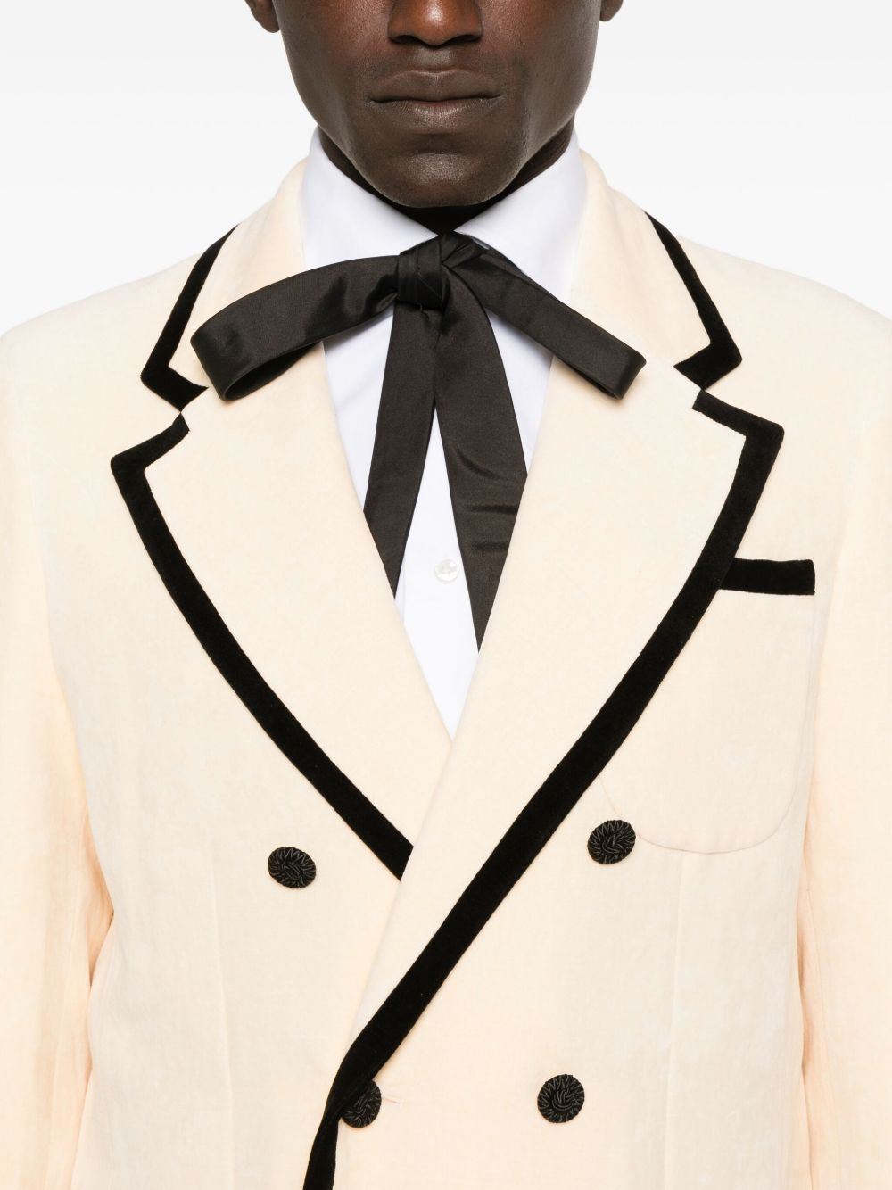 double-breasted embroidered blazer - 5