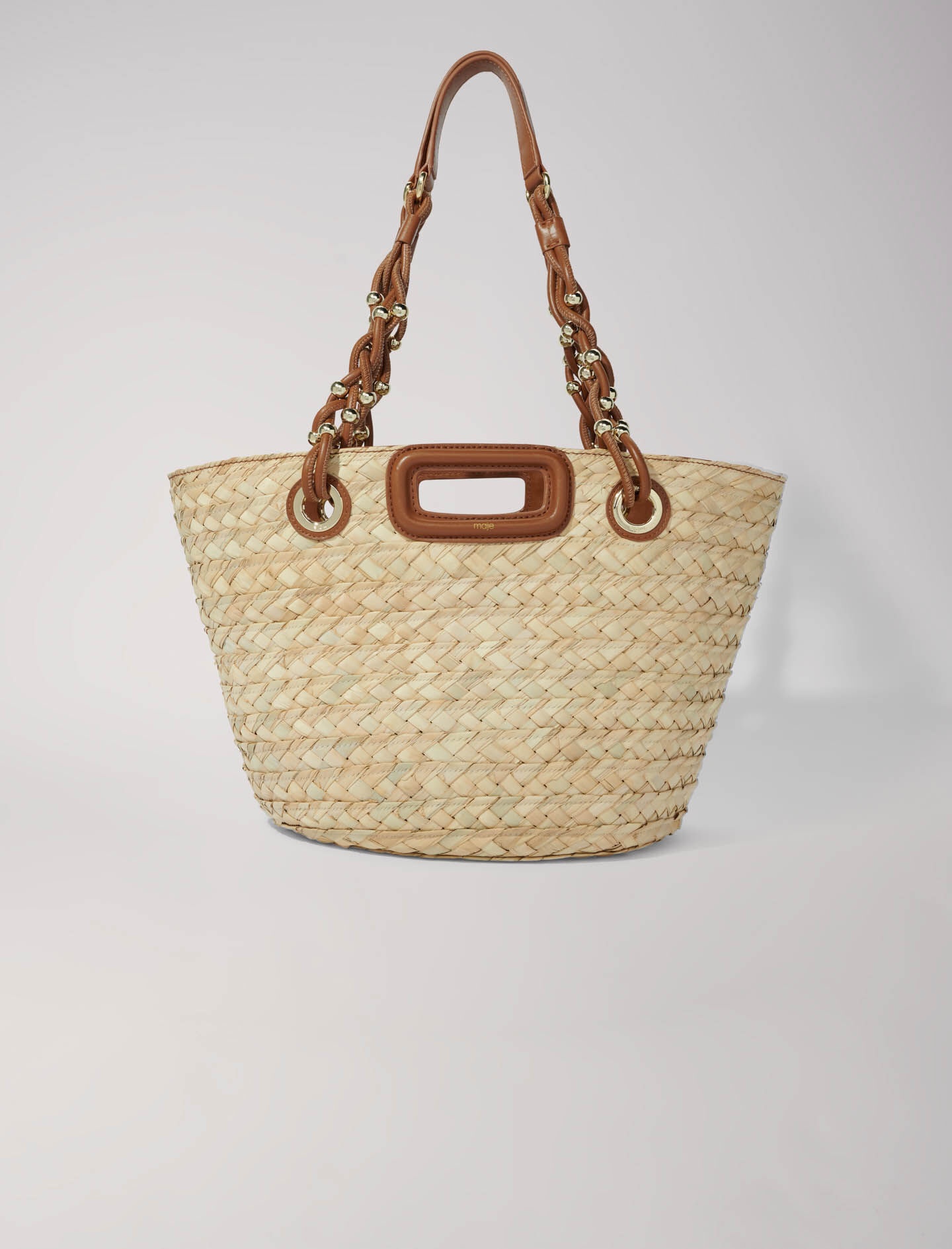 Woven raffia basket bag - 1