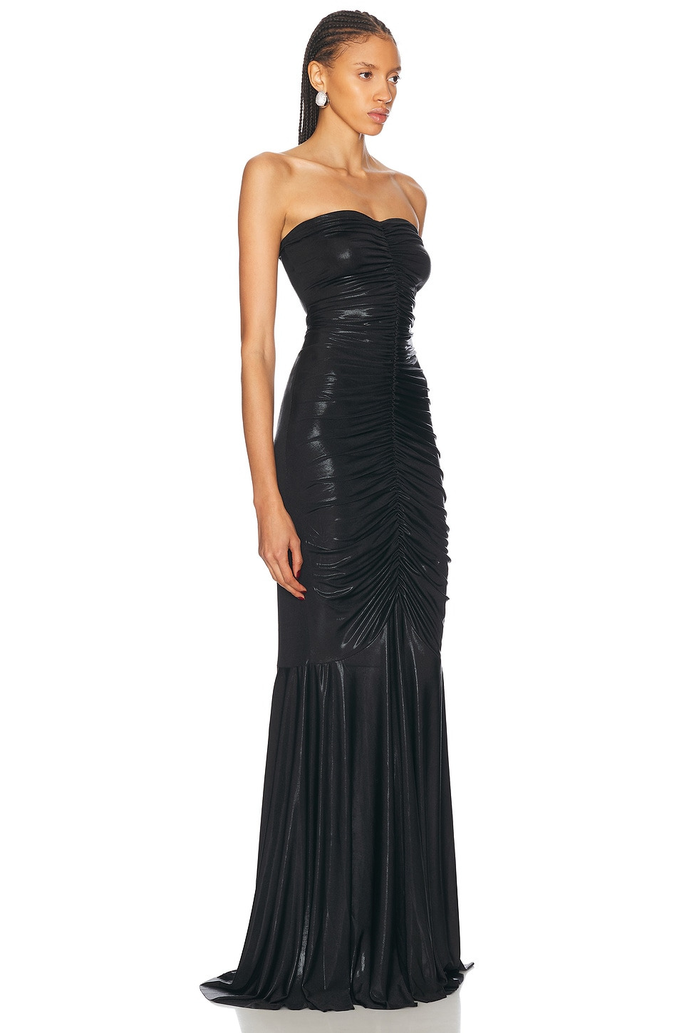 Strapless Shirred Front Fishtail Gown - 2