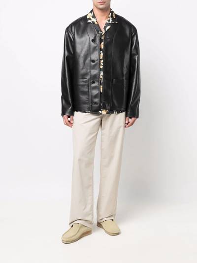 Nanushka button-up faux leather jacket outlook