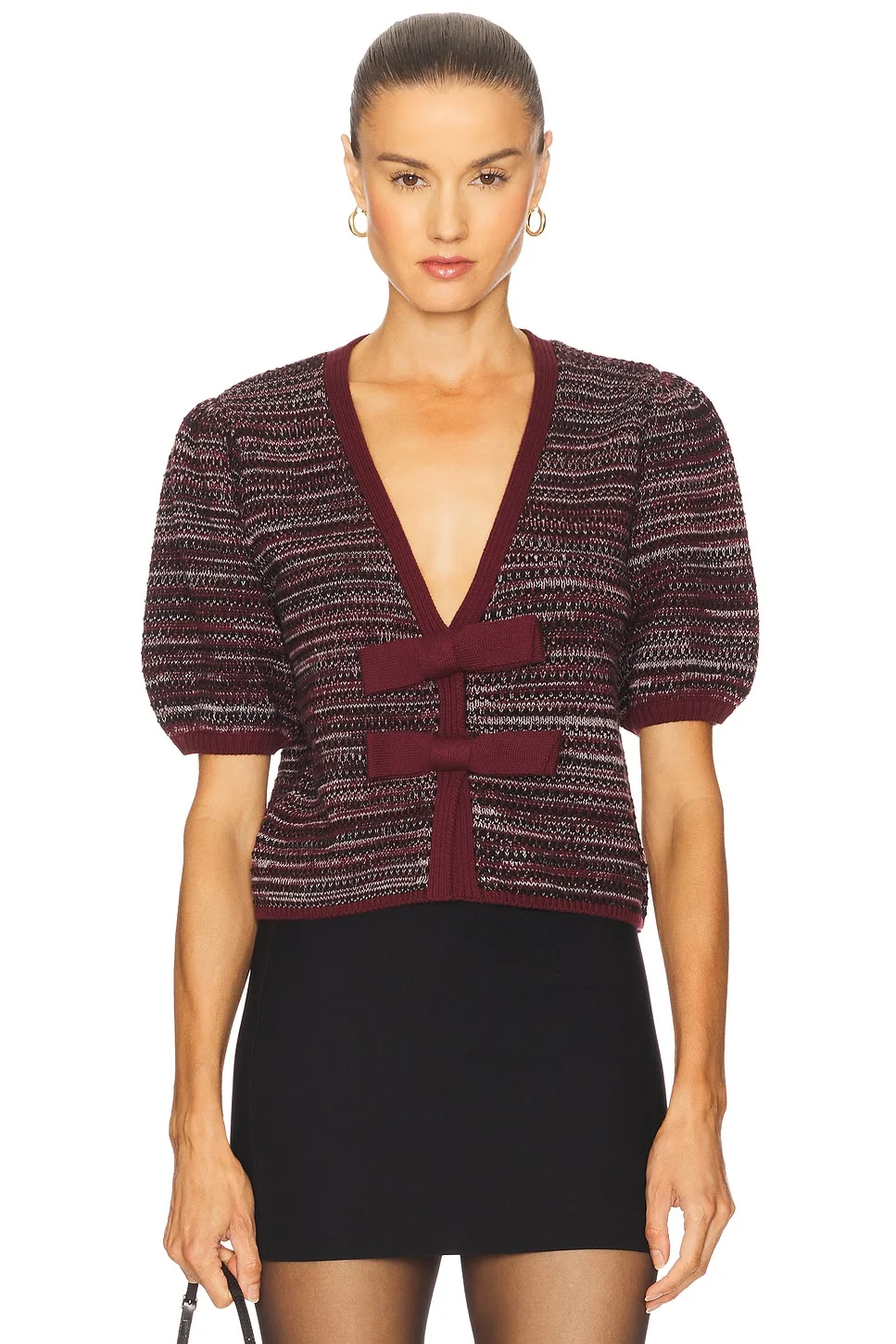Elaine Marled Bow Cardigan - 1