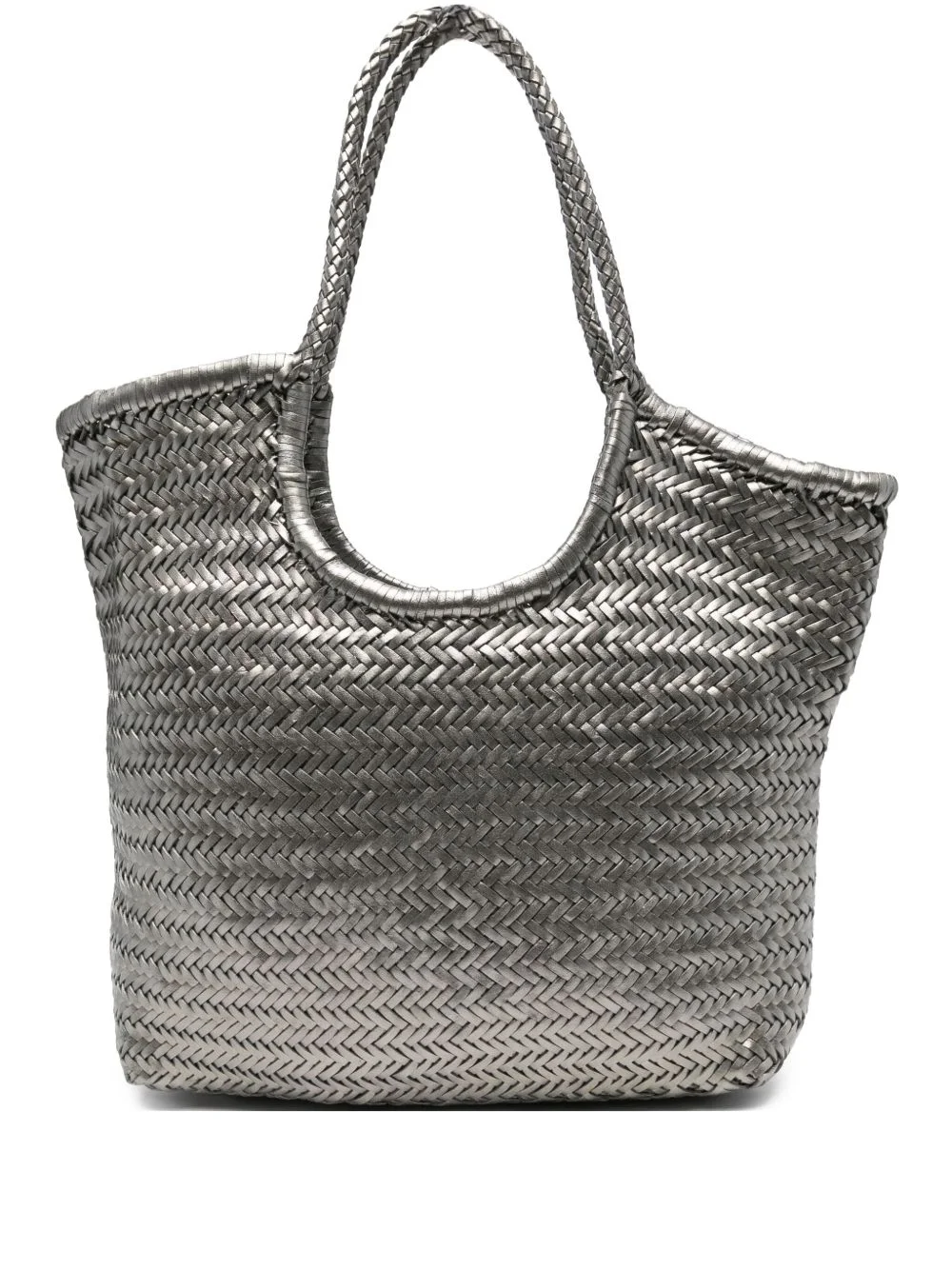 Diagonal woven tote bag - 1