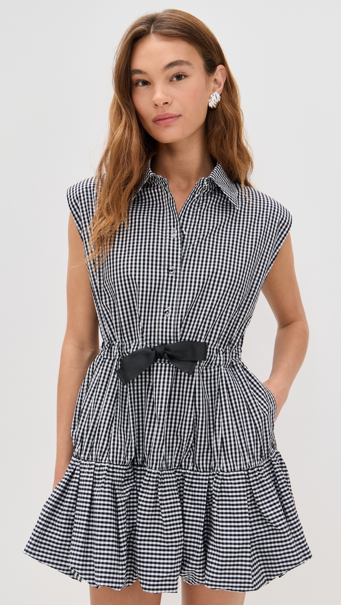 Neci Gingham T-Shirt Bubble Mini Dress - 6