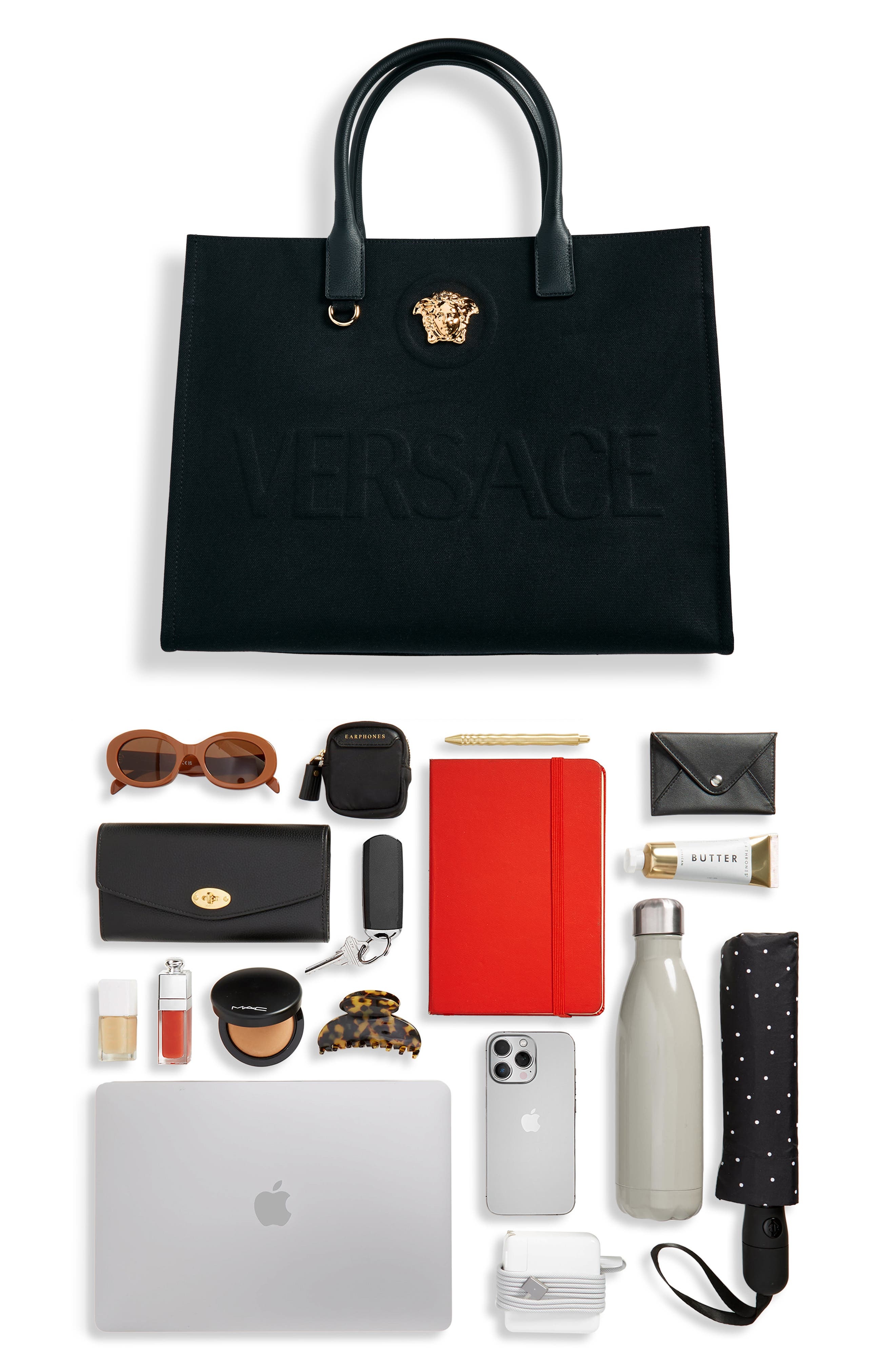 Versace La Medusa Canvas Tote in Black/Versace Gold at Nordstrom - 7