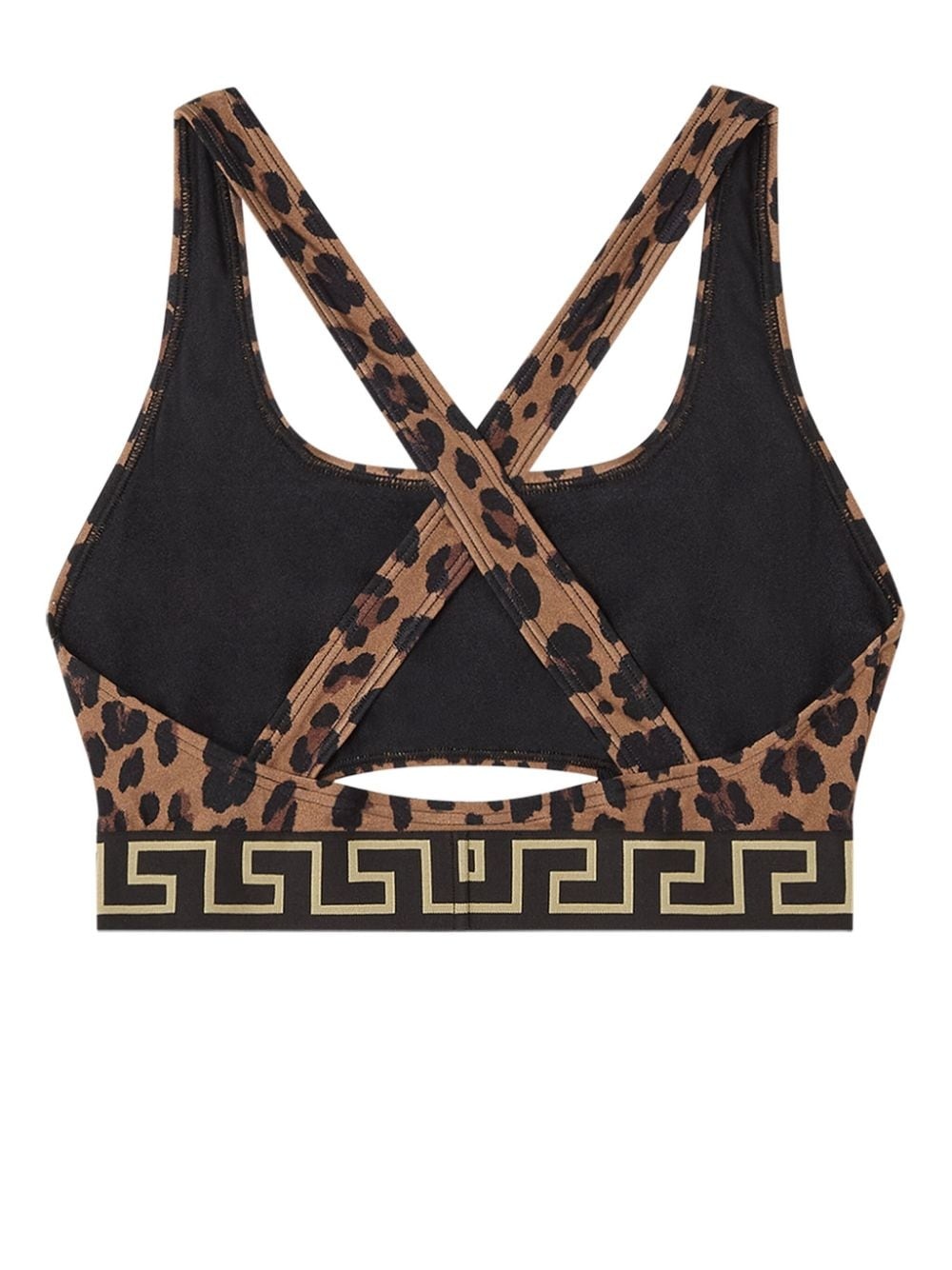 Greca-trim leopard print bikini top - 2