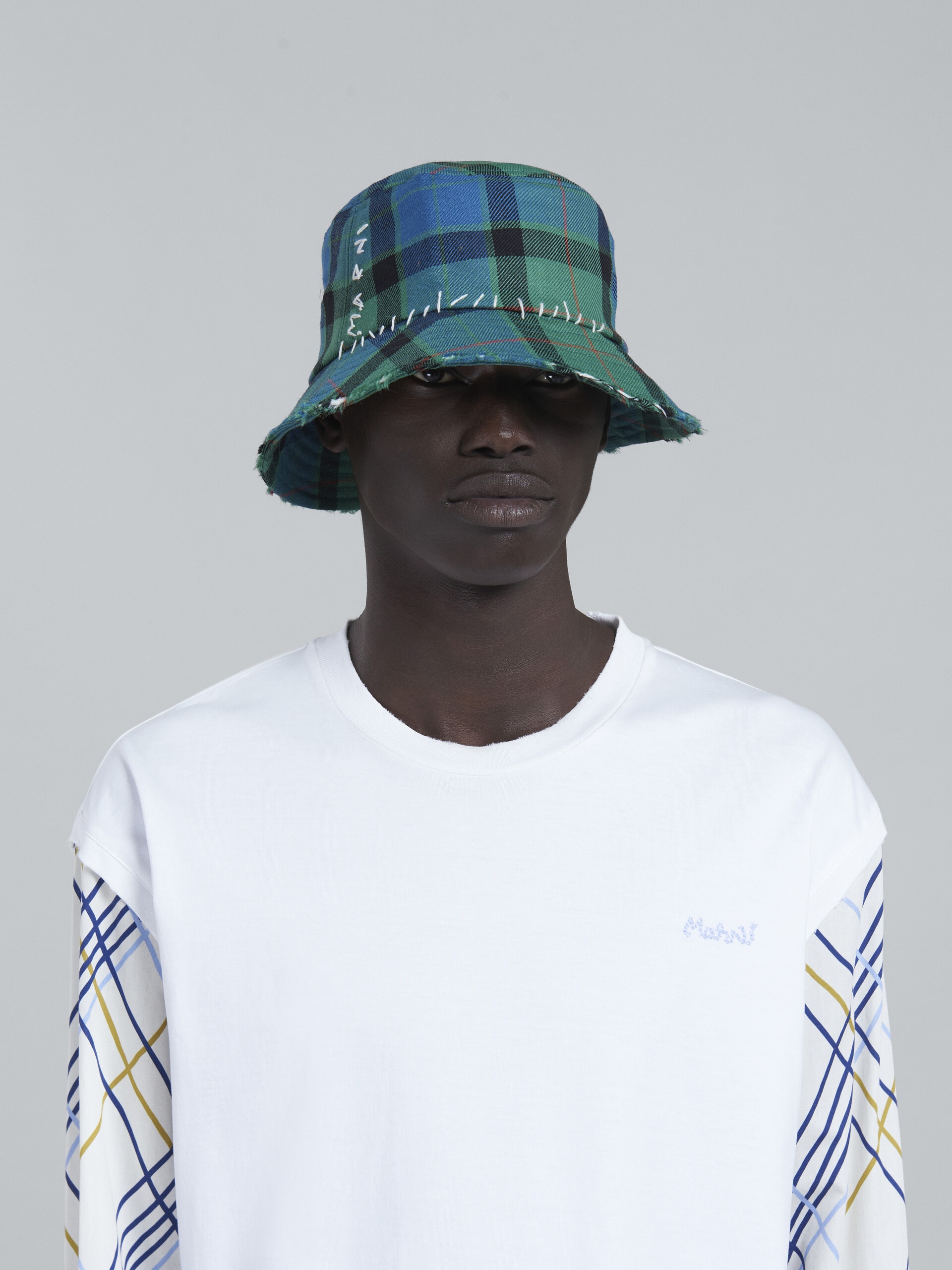 MULTICOLOR TARTAN WOOL BUCKET HAT - 2