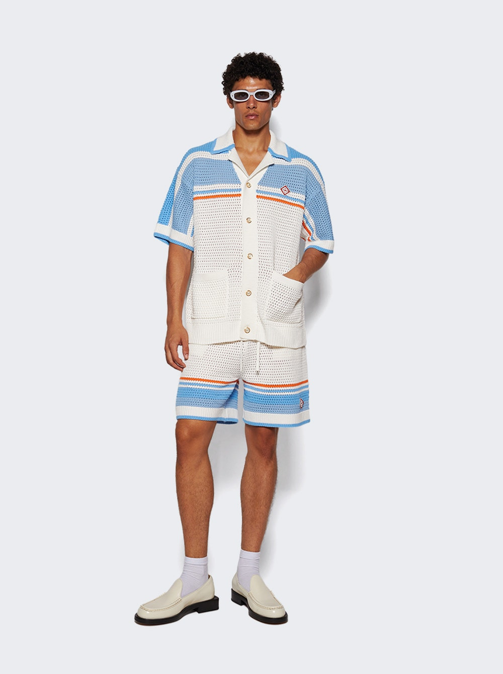 Faux Crochet Shirt Blue - 5