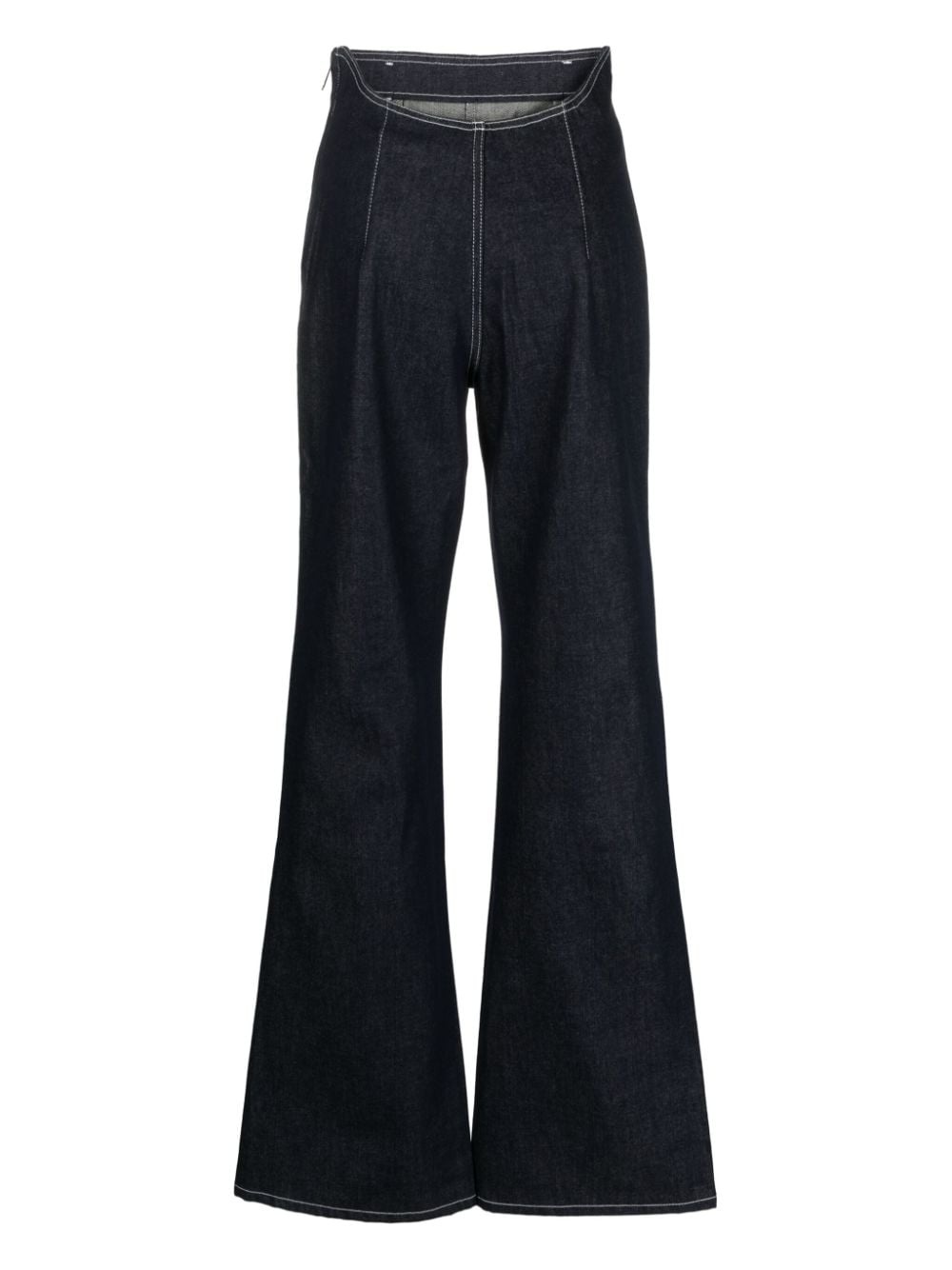contrast-stitching high-rise flared jeans - 2