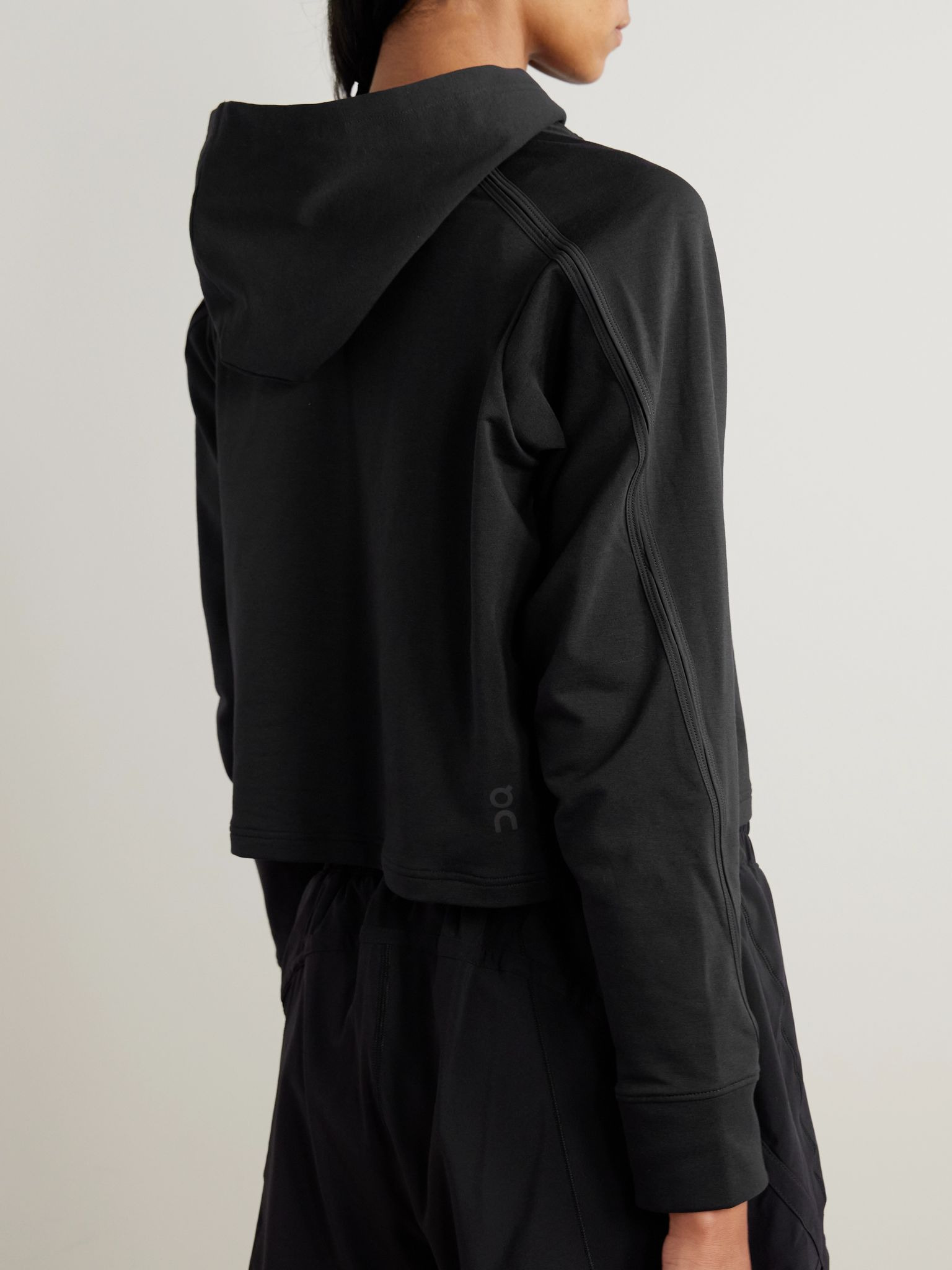 Studio cropped jersey hoodie Black - 3
