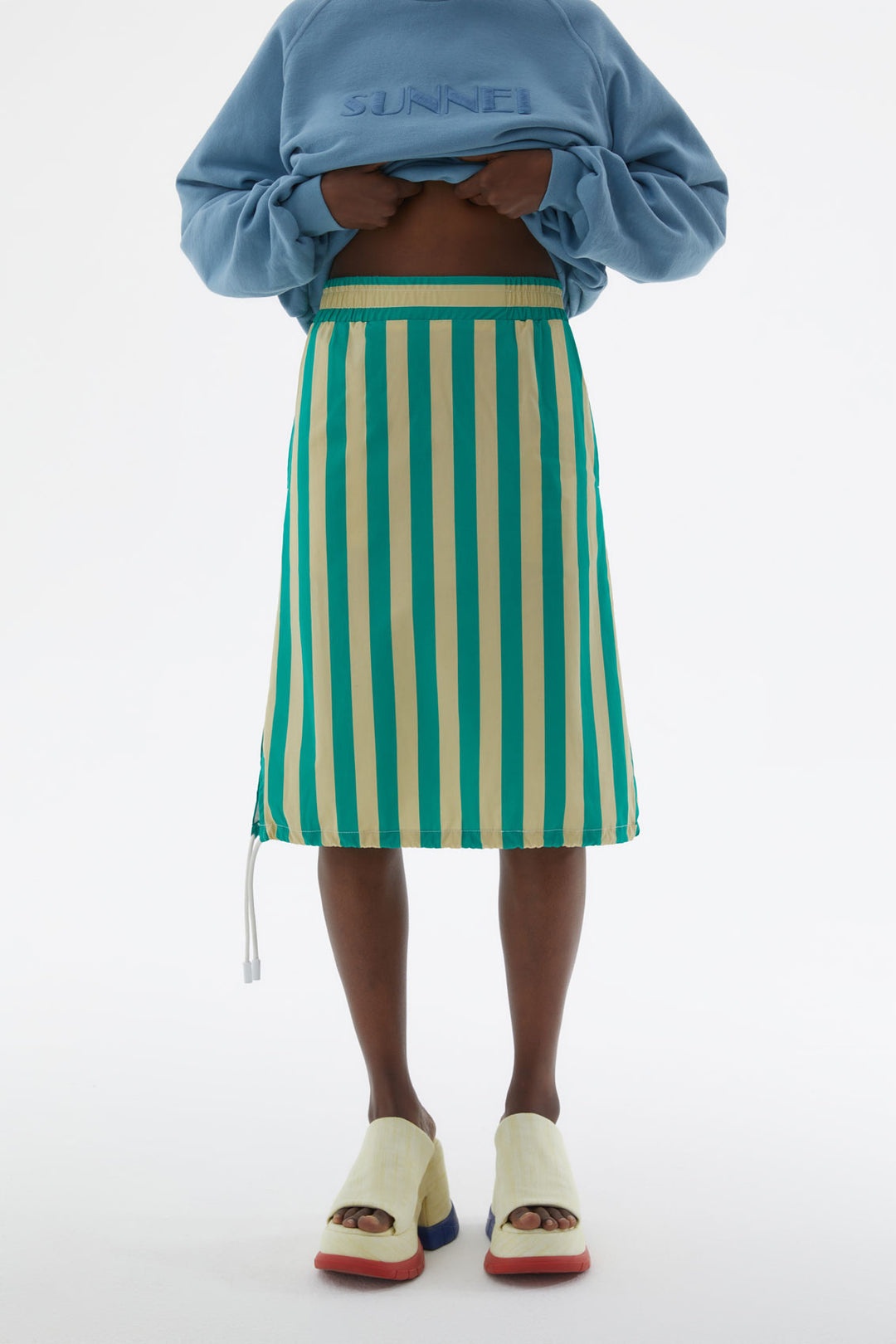 ELASTIC SKIRT WITH GREEN & YELLOW STRIPES - 2