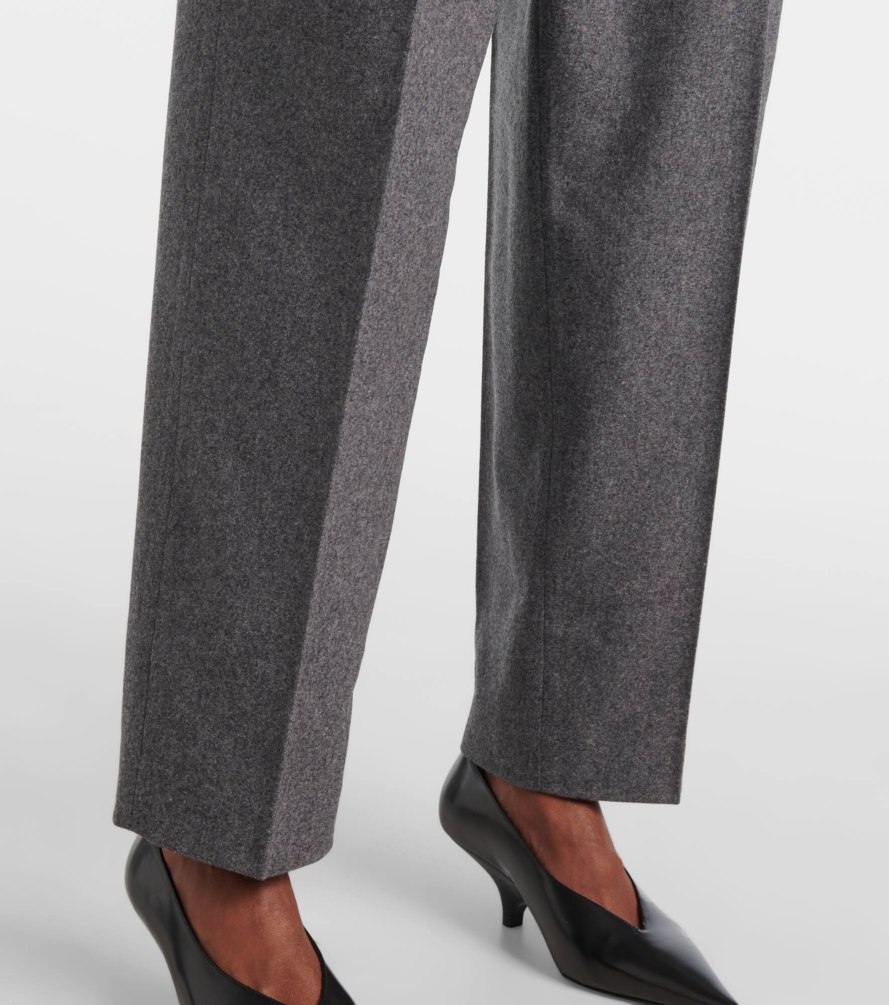 Low-rise wool-blend flannel straight pants - 5
