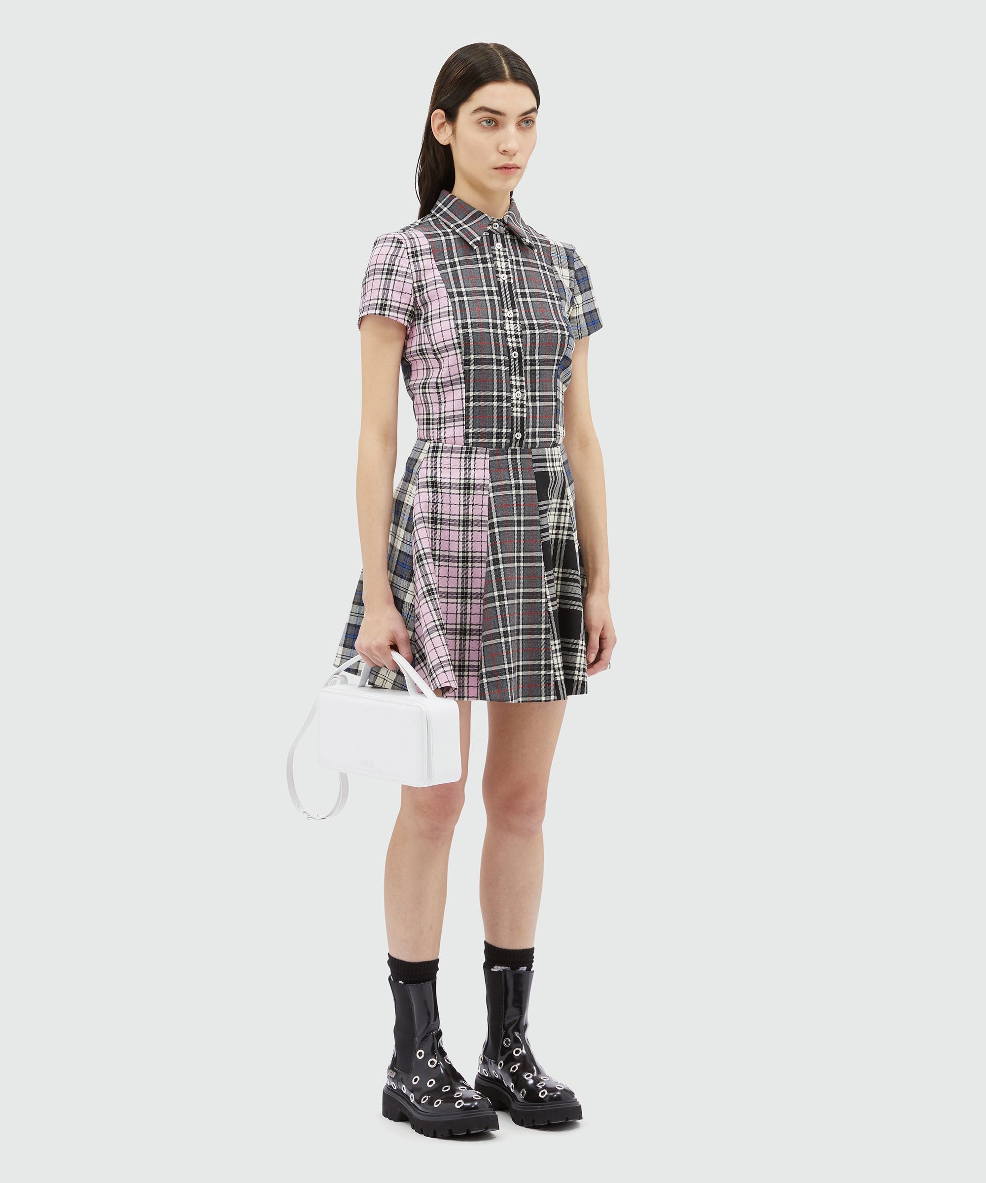 Wool tartan miniskirt - 4