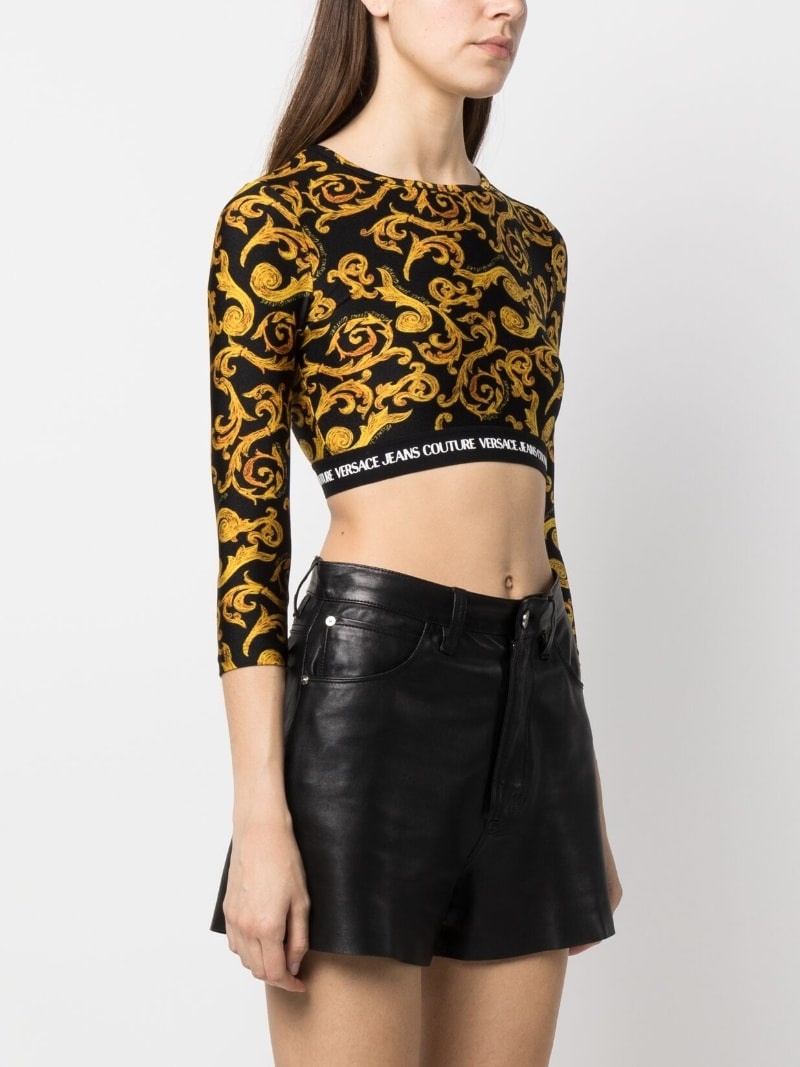 Barocco-print crop top - 3