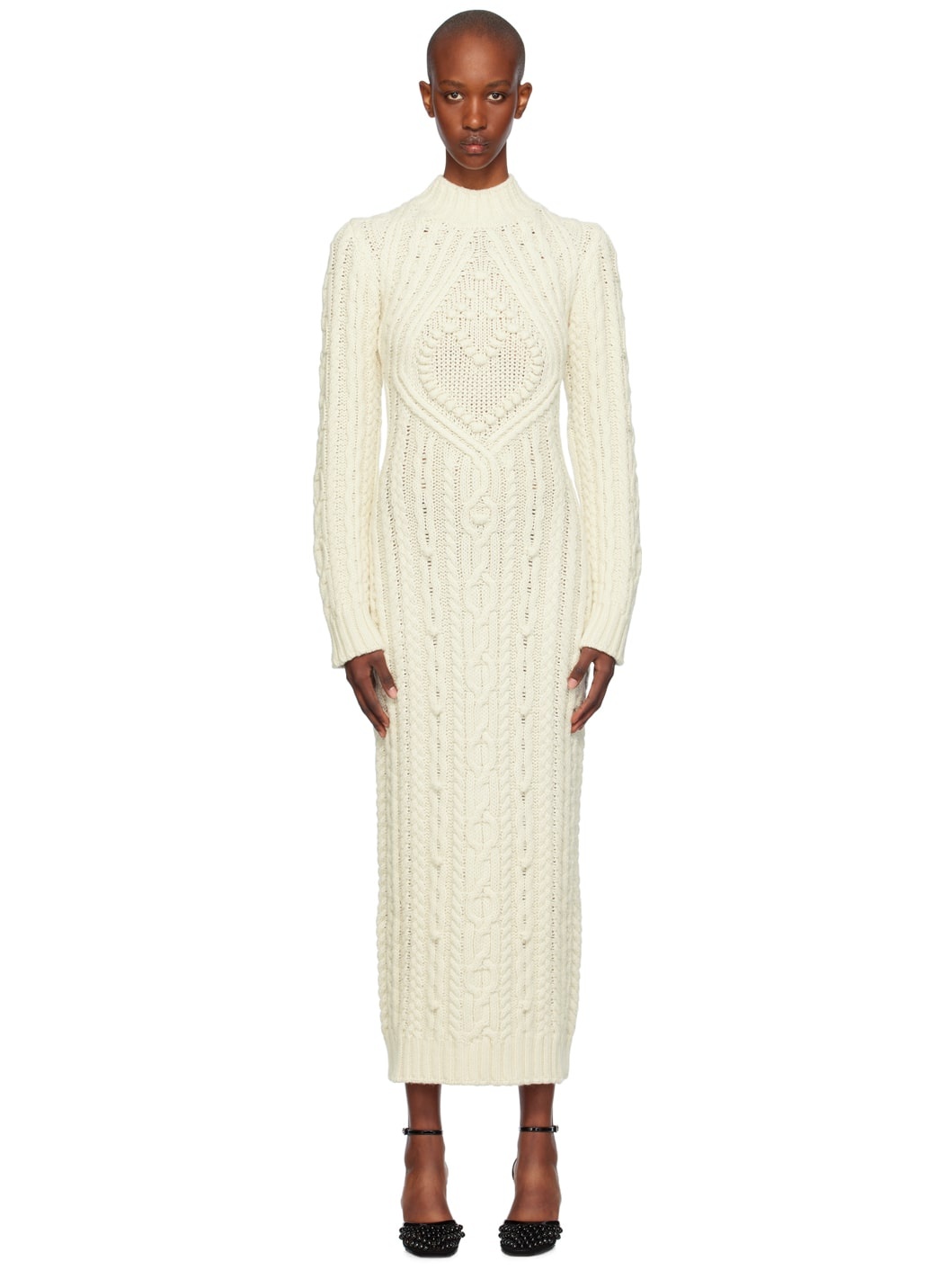 Off-White Cable Knit Maxi Dress - 1