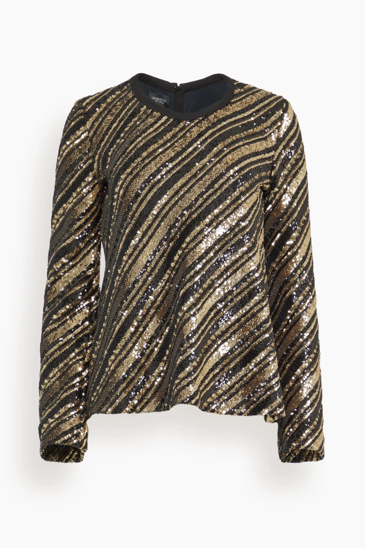 Sequin Long Sleeve Top in Black/Gold - 1