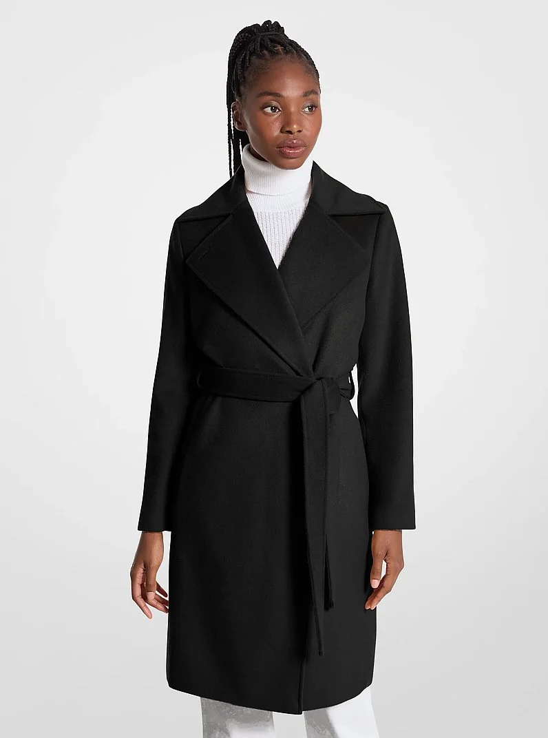 Wool Blend Wrap Coat - 1
