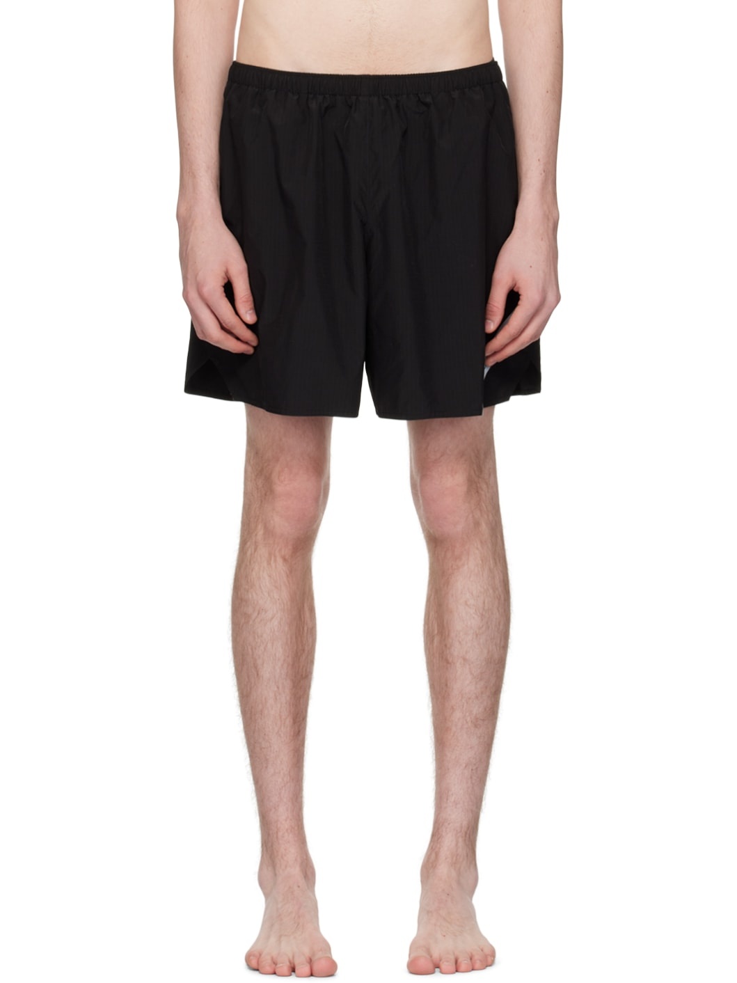 Black Reflective Tape Swim Shorts - 1