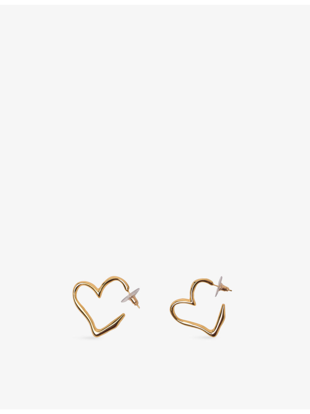 Heart Brass Hoop Earrings - 5