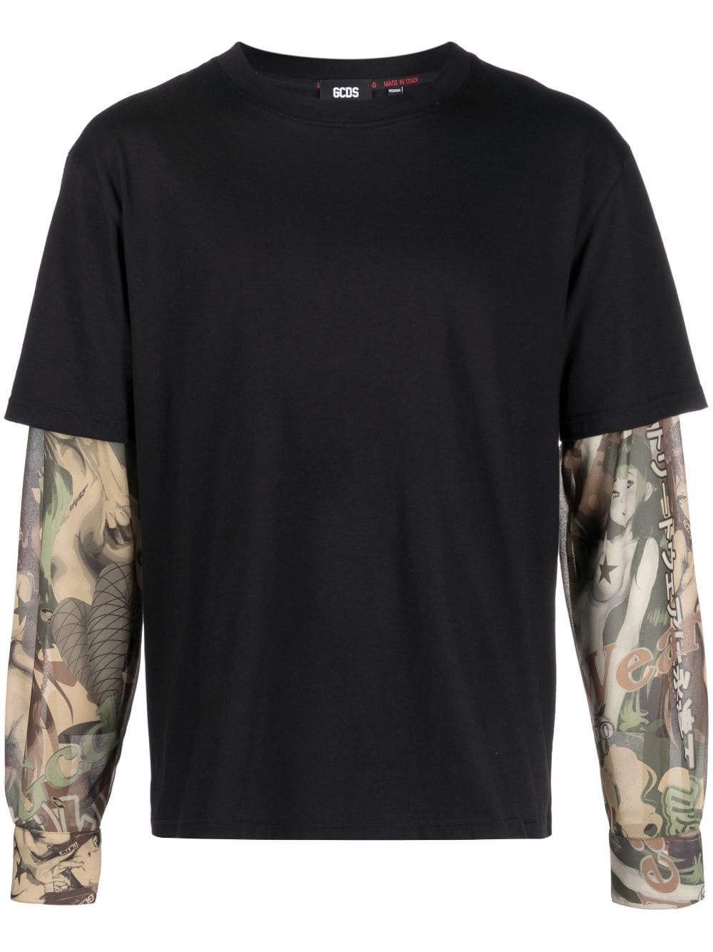 graphic-print layered cotton T-shirt - 1