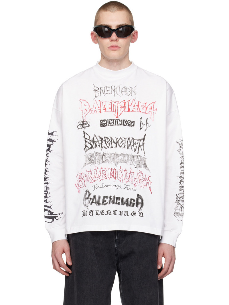 White DIY Metal Long Sleeve T-Shirt - 1