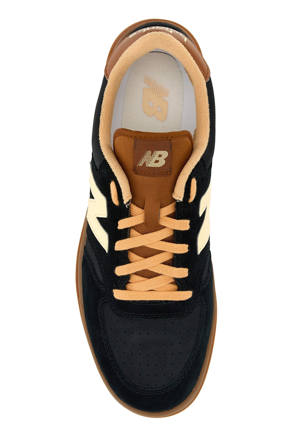 Black leather and suede T500 sneakers - 4