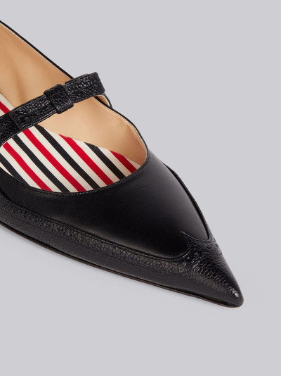 Thom Browne Black Vitello Calfskin Brogued Bow Ballerina Flat outlook